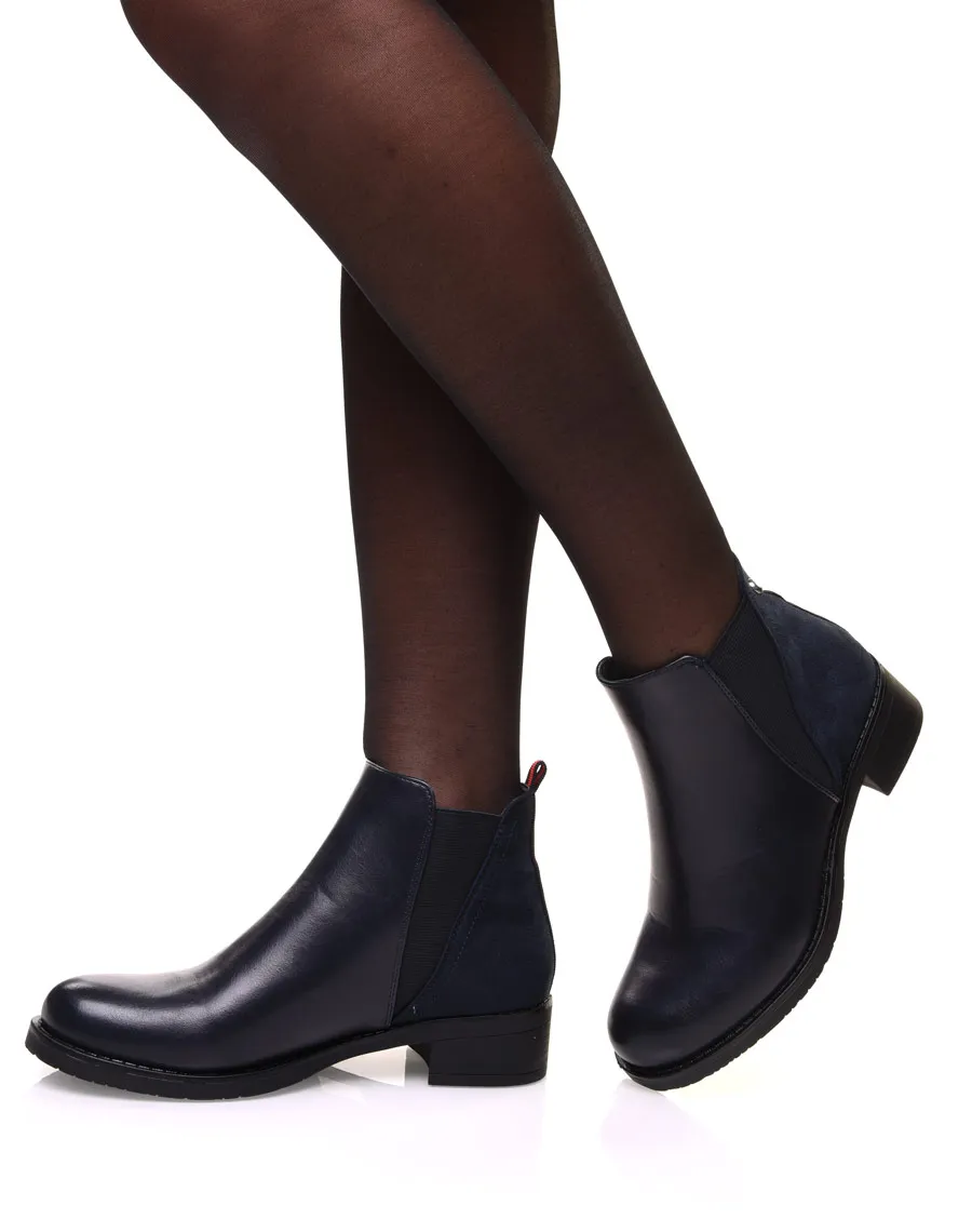 Bottines bleues avec élastique bicolore à larrière